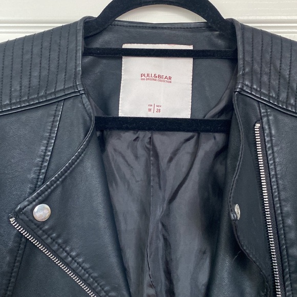 Pull & Bear Leather Jacket with Arm & Shoulder Detailing - Picture 3 of 5